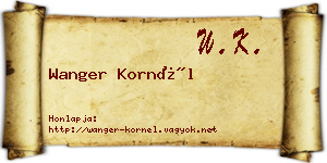 Wanger Kornél névjegykártya